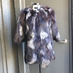 Fur Coat Cropped Sleeves - Multi Color Fur
